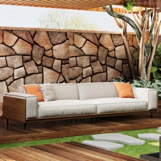 Luck Live 111.81 inch soft cushion sofa with throw pillows image {8}