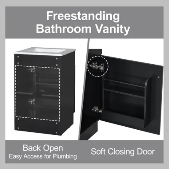 20" Bathroom Vanity with Sink Combo, Bathroom Storage Cabinet with Door Shelf, Freestanding Under-mount Ceramic Sink Vanity Set For Bathroom image {5}