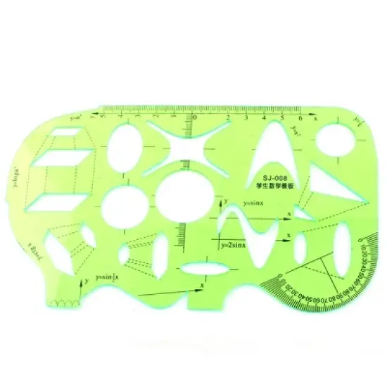 Unique Bargains Learning Math Drawing Plastic Protractor Template Ruler Clear Green image {6}