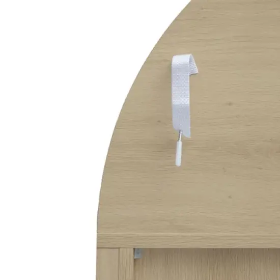 Dolonm Natural Wood 31.1 in. Tall Arched Rattan Pantry Cabinet with Adjustable Shelves, Storage for Kitchen Dining Living Room image {10}