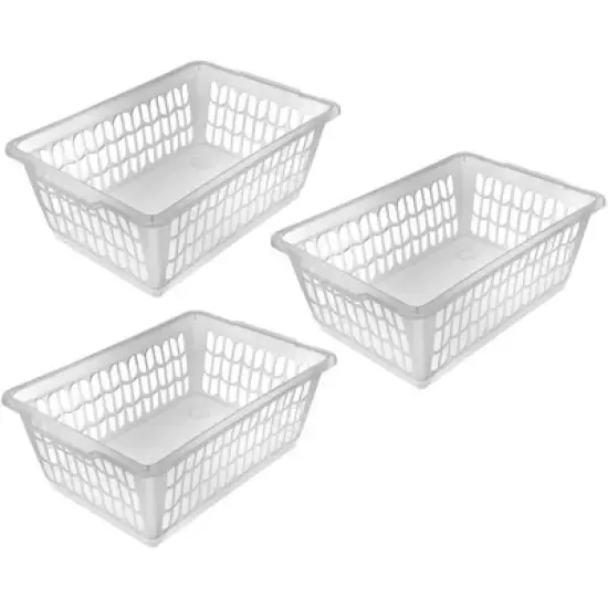 YBM HOME Plastic Perforated Storage Basket Bin Office Drawer, Shelf Desktop Countertop Tray Organizer, Pack of 3 image {3}