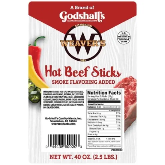 Weavers Hot Beef Sticks 40oz Bag image {3}