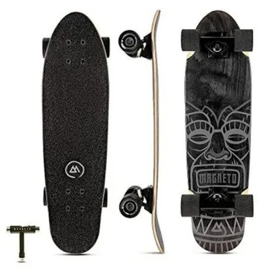 Magneto Complete Skateboard | 27.5" x 7.5", Canadian Maple Double Kick Concave Deck | For Beginners, Teens & Adults (Tiki) image {8}