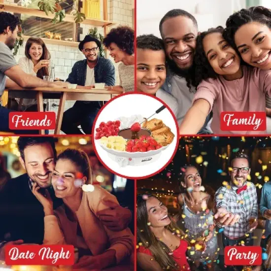 Brentwood 25-Watt Electric Fondue Pot Set with 3-Section Tray and 4 Dipping Forks, White image {5}