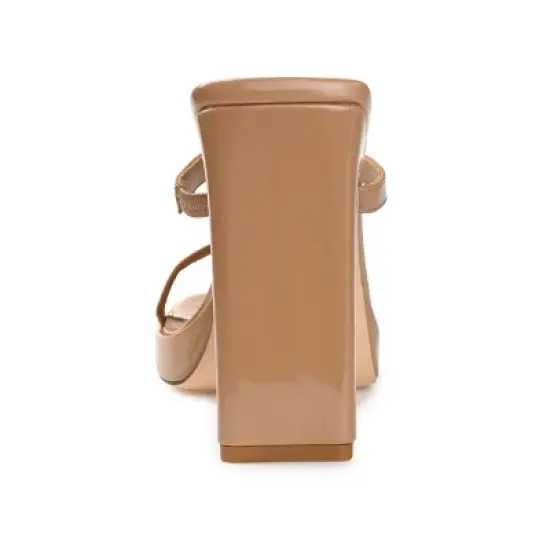 Journee Collection Womens Naivee Tru Comfort Foam Open Square Toe Platform Heel Sandals Mocha 10 image {2}