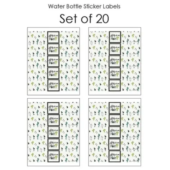 Big Dot of Happiness Prickly Cactus Party - Fiesta Party Water Bottle Sticker Labels - Set of 20 image {2}