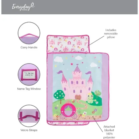 Everyday Kids Toddler Nap Mat &ndash; Princess Storyland &ndash; Soft Microfiber, Removable Pillow, Roll-Up with Handle, Ages 2-6, Great for Daycare & Preschool image {7}
