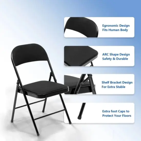 SUGIFT Folding Chairs with Padded Vinyl Seat, Heavy-Duty Metal Frame, Supports 330 lbs, Portable & Lightweight image {6}