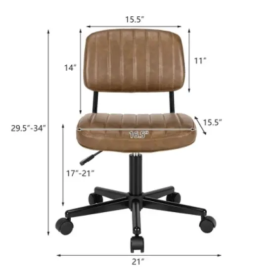 Costway PU Leather Office Chair Adjustable Swivel Task Chair w/ Backrest image {1}