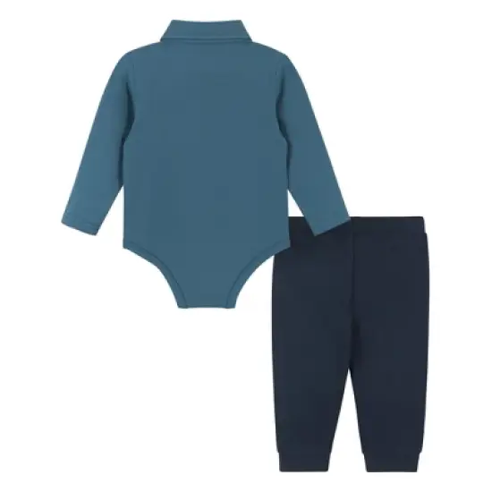 Andy & Evan  Infant  Boys Teal Suspender Shirtzie Set image {2}