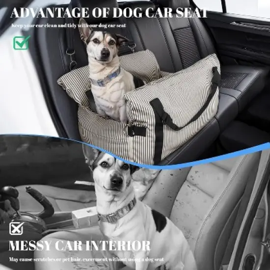 Hachikiko Versatile Pet Car Seat Bed - Expandable Dog Booster with Side Pockets & Safety Straps image {5}