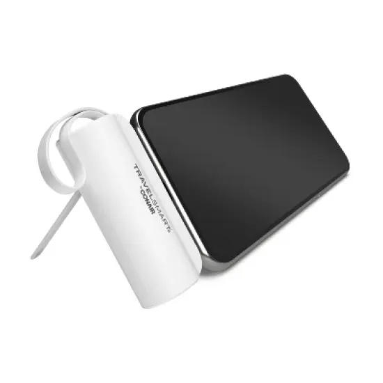 Travel Smart Phone Stand 5000mAh Power Bank: Built-In Cable, Charges 2 Devices Simultaneously image {4}
