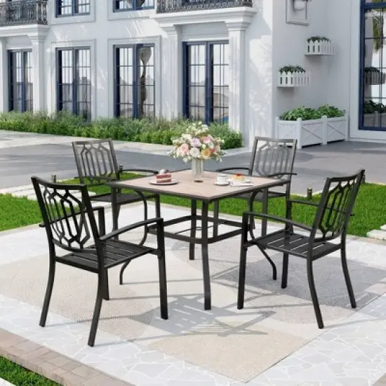 5pc Patio Table & Metal Chairs with Square Design - Captiva Designs image {8}