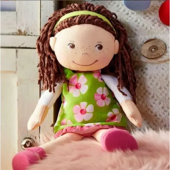 HABA Coco 12" Soft Doll with Brown Hair, Embroidered Face image {1}