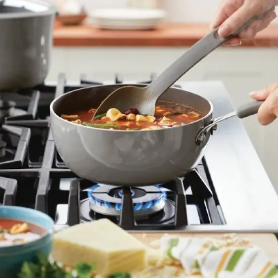 Rachael Ray Cook + Create Aluminum Nonstick Saucier Pan 3qt Gray image {2}