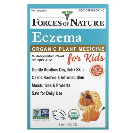 Forces of Nature &ndash; Kids Eczema Relief Certified Organic (5ml), Non-GMO, Natural Children&rsquo;s Eczema Remedy to Help Soothe Skin Irritations and Itching image {5}