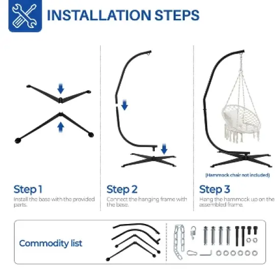 Yaheetech C-stand for Hanging Hammock Chair, Black image {5}