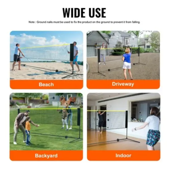 VEVOR Badminton Net, Height Adjustable Volleyball Net, 17ft Wide Foldable Pickleball Net, Portable Easy Setup Tennis Net Set with Poles, Stand image {6}