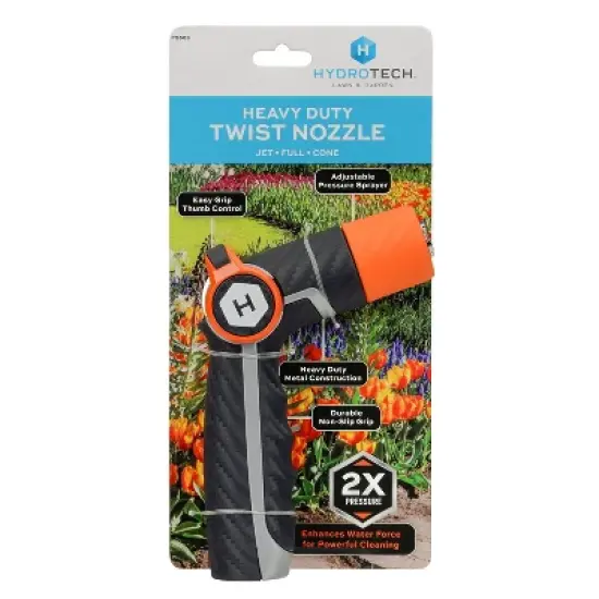 HydroTech Heavy Duty Twist Hose Nozzle Black/Orange image {2}