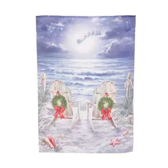 Evergreen Christmas on the Beach Suede Garden Flag 12 x 18 Inches Indoor Outdoor Decor image {7}