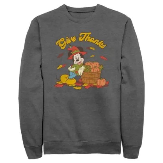 Men's Mickey & Friends Give Thanks Scarecrow Mickey Sweatshirt image {3}