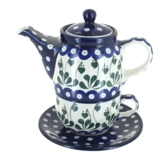 Blue Rose Polish Pottery 423 Caramika Artystyczna Tea for One image {2}