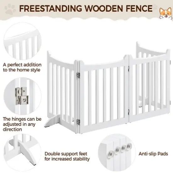 Yaheetech Wooden Pet Gate Pet Puppy Fence, White image {4}