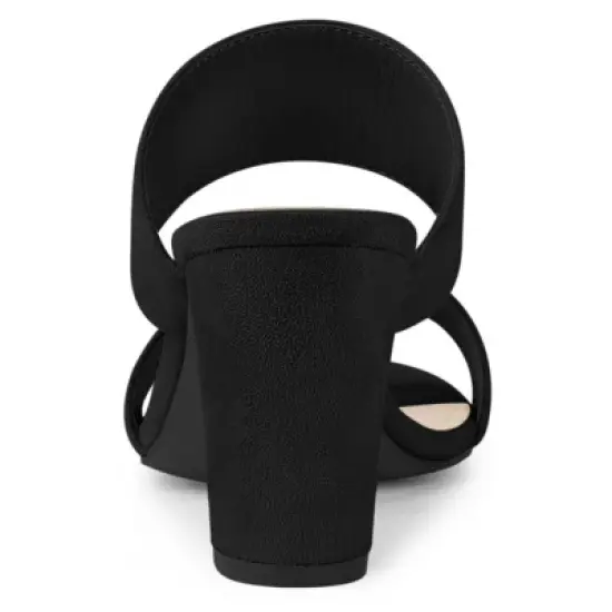 Allegra K Women's Opened Toe Block Heeled Slide Sandals image {3}