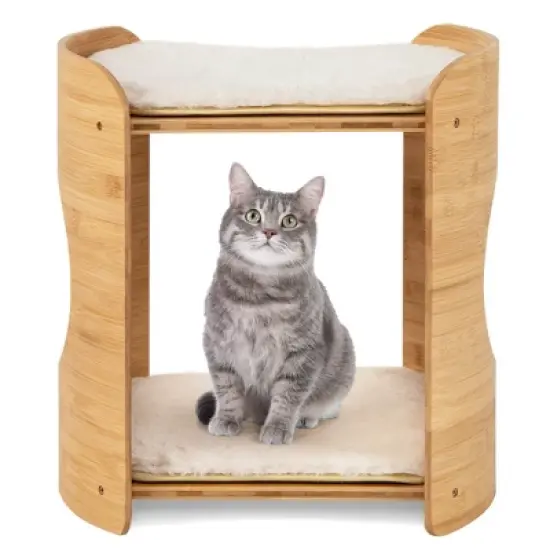 Costway 2-tier Cat Tower for Indoor Cats with Double Beds Removable & Washable Cushions image {8}