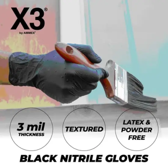 X3 Black Nitrile Gloves - Light Duty, Industrial Grade - Perfect for household and commercial Cleaning, Food Service, and Automotive Detailing image {1}