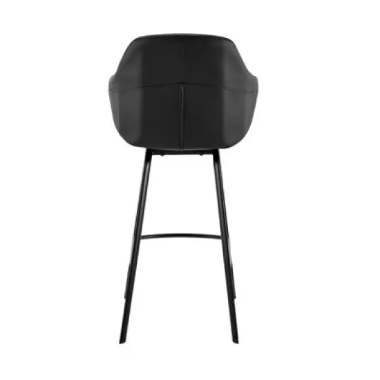 30" Brigden Swivel Counter Height Barstool with Faux Leather Black Metal - Armen Living image {4}