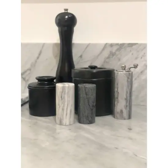 2pc Marble Salt and Pepper Shaker Set - Fox Run: Hand Wash, Spot Clean, Black & White, Tableware, 2 Pieces image {4}