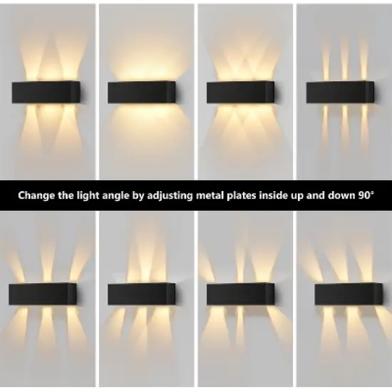 C Cattleya Matte Black Aluminum Rectangular LED Outdoor Wall Sconce with Adjustable Light Beam image {3}