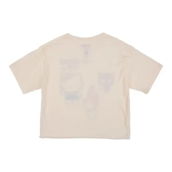Hello Kitty & Friends Chococat My Melody & Hello Kitty Women's Sand V-Neck Short Sleeve Cropped Tee image {5}