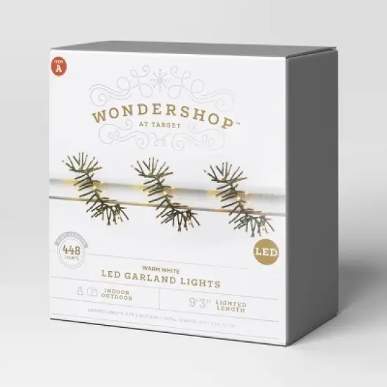 448ct LED Christmas Mini String Lights Garland Warm White Black Wire - Wondershop&trade; image {3}