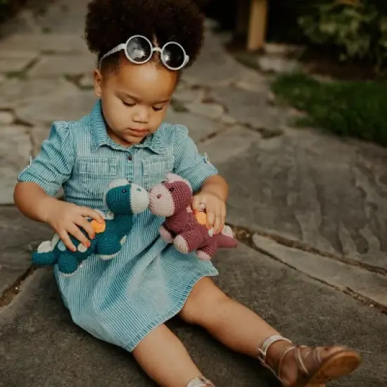 Pebble Organic Dino Rattle - Petrol Blue image {2}