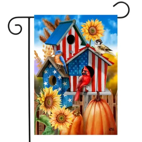 Briarwood Lane Garden Flag 12x18 For Outdoor American Fall Birdhouses For Fall Garden Flag Flags For Outside image {1}