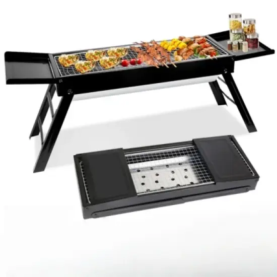 SEVOBAL Grill Cookware Portable Foldable BBQ Griddle, Compact Hibachi-Style with Charcoal Drawer for Camping, Outdoor Cooking, Black, 34.25"*8.85"*12" image {5}