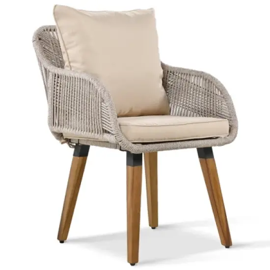 FIONECA 5-Piece Patio Conversation Set with Wicker Cool Bar Table, Chairs & Ottomans, Outdoor Bistro Furniture Set for Porch, Backyard, Brown image {9}