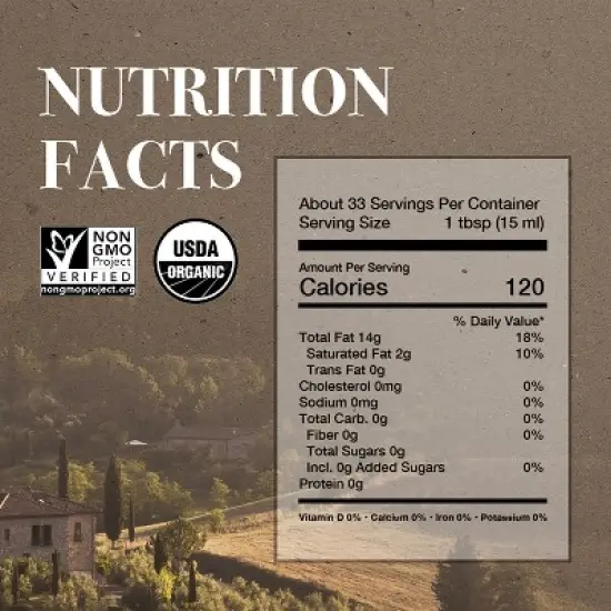 Carapelli 100% Organic Extra Virgin Olive Oil - 16.9 fl oz image {2}