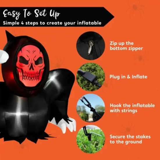 Joyfy 8 FT Halloween Inflatable Outdoor Decoration, Gaint Scary Grim Reaper Inflatable with LEDs for Halloween Party Outdoor Yard Lawn Garden Decor image {4}