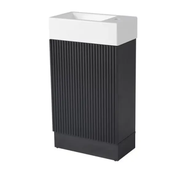 Whisen Modern Bathroom Vanity with Sink, Bathroom Vanity Cabinet with Two-tier Shelf image {11}