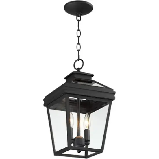 John Timberland Stratton Street Rustic Outdoor Hanging Light Textured Black Lantern 16 1/2" Clear Glass for Post Exterior Barn Deck House Porch Yard image {6}