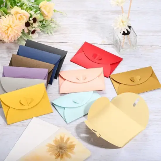Unique Bargains Mini Pearlescent Paper Heart Shaped Clasp Envelopes 12 Pcs image {4}