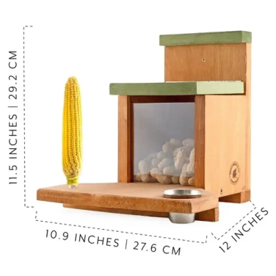 Uncle Dunkels Ultimate Squirrel Munch Box Feeder; Rustic Handmade Squirrel Food Box image {2}