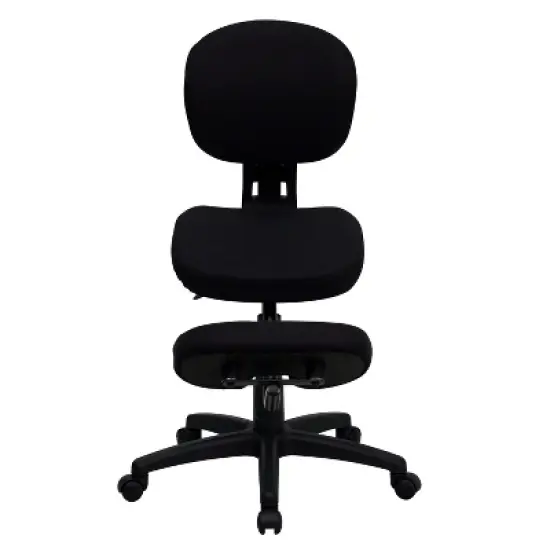 Emma and Oliver Mobile Ergonomic Kneeling Posture Task Office Chair in Black Fabric image {3}