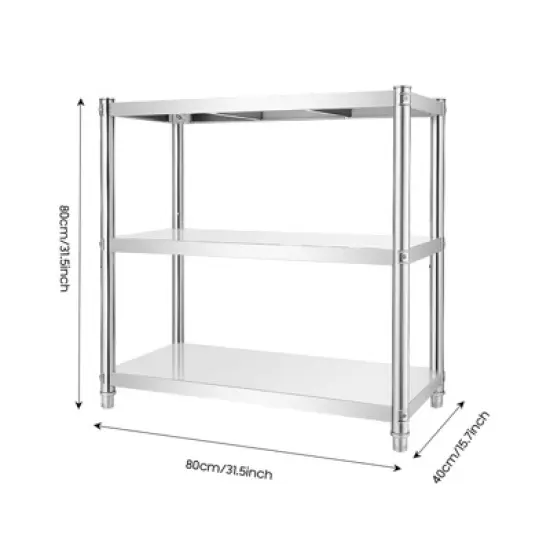 YIYIBYUS 3-Tier Stainless Steel Shelf Height Adjustable Storage Rack for Various Kitchen Utensils, Supplies, Food image {4}