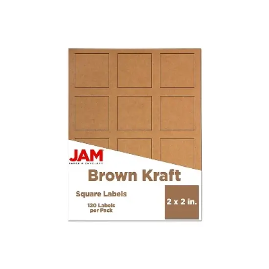 JAM Paper Square Labels 2" x 2" Brown Kraft 12 Labels/Sheet 10 Sheets/Pack (367831070) image {5}