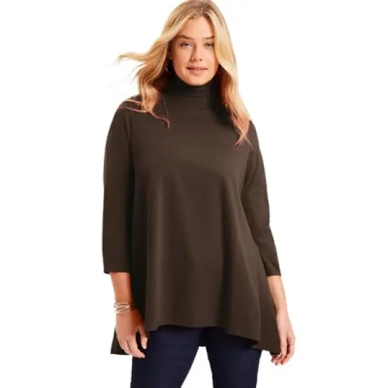 June + Vie by Roaman's Women&rsquo;s Plus Size One+Only Mock-Neck Tunic image {6}
