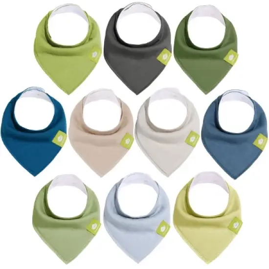 10pk Organic Baby Bandana Bibs, Baby Drool Bibs for Baby Boy, Girl, Baby Bibs for Infant, Newborn image {10}